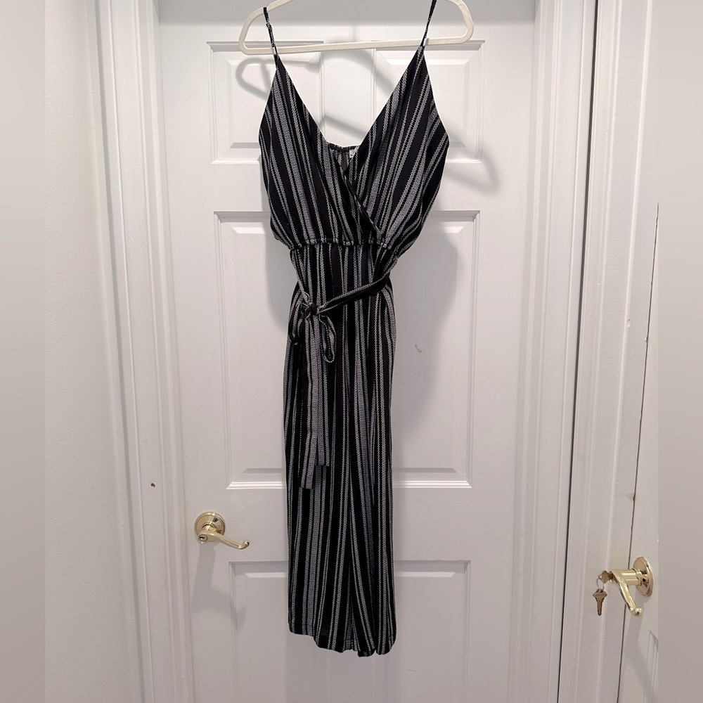 J for Justify Black and White Striped Jumpsuit